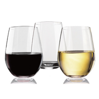 Crystal Clear Tritan Stemless White Wine Glasses 16oz - Set of 4