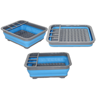 Collapsible Silicone Blue Dish Drainer