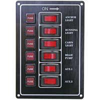 MARINE SWITCH PANEL BLACK 6 SWITCH VERTICAL