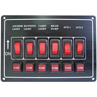 6 Gang Horizontal Switch Panel - Black